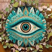Resim 1 adet Kontrplak Nazar Duvar Askısı Dekor Sanat Panosu, 8 İnç Mistik Göz Muskası Ev Koruması için, Ön Kapı için Yuvarlak Ahşap El Sanatları İşaret, Alternatif Benzersiz Göz Bebekli Duvar Süsü 