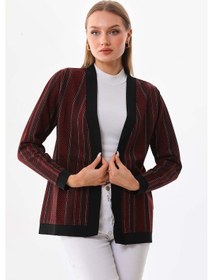 Resim Sistas Kadın Desenli Önü Açık Ceket 23958 Bordo 