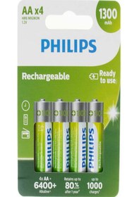 Resim Philips 1.2v 1300 mAh AA Şarj Edilebilir Kalem Pil 4'lü Paket 