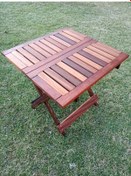 Resim Birayse Ahşap İroko Katlanabilir 60x60 Bahçe Ve Balkon Masası Ceviz 