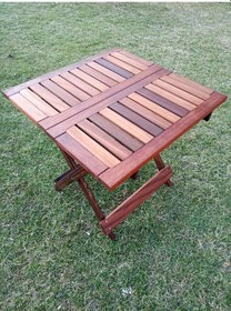 Resim Birayse Ahşap İroko Katlanabilir 60x60 Bahçe Ve Balkon Masası Ceviz 