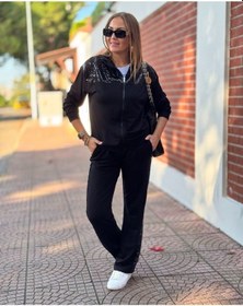 Resim Hazego Kadın Iki Iplik Kumaş Pul Ve Fermuar Detaylı Ikili Takım Siyah 