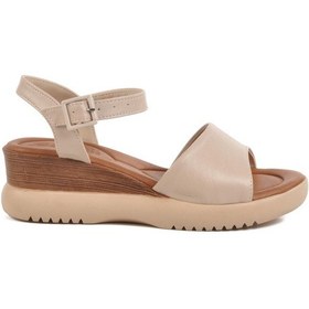 Resim Bej Kadın Topuklu Sandalet T-003 Z Bej 