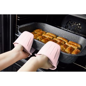 Resim HIMYHOME Silikon ELCEK Fırın Eldiveni Tutucu Isı Yalıtımlı Mikrodalga Fırın Tencere Tepsi Tutmaç 