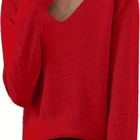 Resim 2025 Yeni V-Neck Kadın Alt Katmanı, Uyumlu Uzun Kollu Kazak Örgü Üst, Zarif ve Rahat, Bahar, Sonbahar ve Kış için Uygun. 