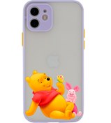 Resim butikcase Iphone 11 Lüx Kamera Lens Korumalı Pooh Desenli Lila Telefon Kılıfı 