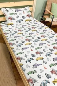 Resim Organik Tek Kişilik Lastikli Çarşaf Seti - Hızlı ve Eğlenceli 80 x 180 