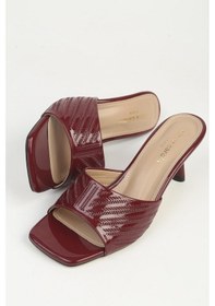 Resim Pierre Cardin Kadın Bordo Rugan Kadın Topuklu Terlik Pc-55762 Bordo 