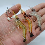 Resim 7 Adet Işıklı Yumuşak Yem Seti, Tatlı ve Tuzlu Su Balıkçılığı için 7cm PVC Yapay Karides, Levrek ve Turna Yemi, Kırmızı Parıltılı Gece Balıkçılığı Yemleri 