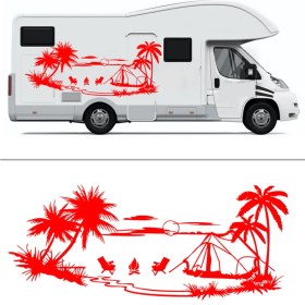 Resim Melek Pazarı Palmiye Gün Batımı Manzara Karavan Kamp Çadır STICKER-S1739 