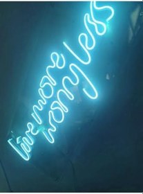 Resim Live More Worry Less Neon Şekiller Işaret Neon Led Dekoratif Duvar Aydınlatması Neon Duvar Yazısı Turkuaz, liveneon 