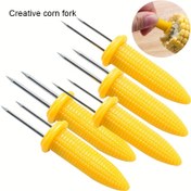 Resim 10 adet Paslanmaz Çelik Mısır Tutucuları - 8'li Set, Metal Dişlerle Canlı Sarı, BBQ'lar, Piknikler ve Açık Hava Toplantıları için Mükemmel, Piknik Gereksinimleri | Canlı Mısır Tutucuları | Dayanıklı Metal Çatal, Mısır Kabuğu 