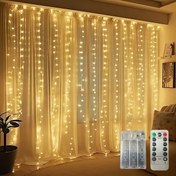 Resim 600 LED Perde Işıkları Yatak Odası Işıkları, 8 Aydınlatma Modu Peri Işıkları ile Bağlanır. İç Mekan Düğün ve Noel Süslemesi için Asılı Noel Işıkları Beyaz Sıcak Işık, Mavi) 