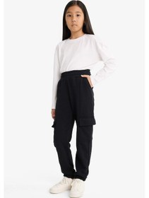 Resim Defacto Kız Çocuk Beli Lastikli Kargo Jogger Eşofman Altı E6928a825aubk81 Siyah 