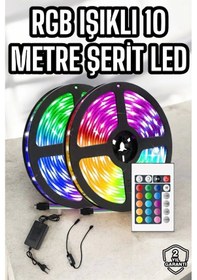 Resim Yeni Nesil Rgb Işıklı 10metre Şerit Led Kumandalı Şarj Edilebilir Çok Renkli 