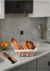 Resim Hasır Ekmek Sepeti - Sofra Ekmek Selesi - Ekmek Koyma Sepeti - Krem Ekmeklik Krem 