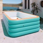 Resim Ekstra Büyük Şişme Yüzme Havuzu - 3.0metre x 250.01cm ve 180.01cm x 130.0cm, 4 Halka ile Güçlendirilmiş Kalın Tasarım, Yetişkinler için Taşınabilir Katlanabilir Yaz Havuzu 