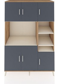 Resim Kronos Dolap 10 Raflı 6 Kapaklı 132x59x195 Çam-antrasit/aytaşı Çam 
