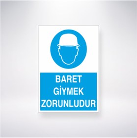 Resim Reysa Tasarım Reysa Baret Giymek Zorunludur İş Güvenlik Panosu 21x28 İş Güvenlik Sitcker 21x28 cm 