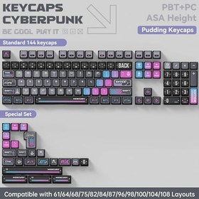 Resim GravaStar Mekanik Oyuncu Klavyesi Tuş Takımı Seti, Mekanik Klavye ile Uyumlu Tuşlar, Cyberpunk (Klavye Hariç) 