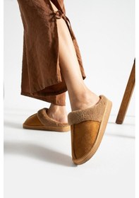 Resim Unisex Peluşlu Ev Terliği Taba 