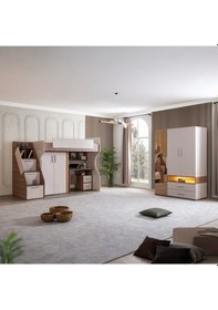 Resim Ranza, Milano Genç Odası Takımı Dolaplı Çalışma Masalı Modern Ranza + Üç Kapaklı Modern Dolap 90 X 190 CM 