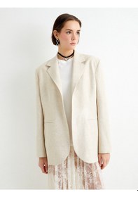 Resim Koton Blazer Ceket Fleto Cepli Kırık Beyaz 4sak50141uw Ekru 
