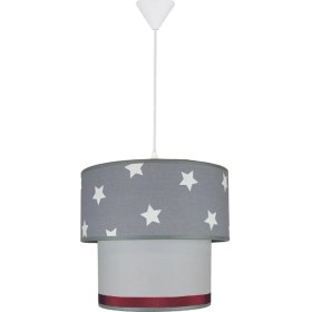 Resim Şenay Aydınlatma Çocuk Odası İkili Silindir Kumaş Sarkıt Avize-Gri Yıldız 
