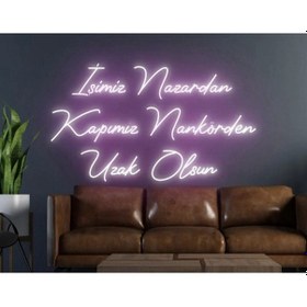 Resim Twins Led Işimiz Nazardan Kapımız Nankörden Uzak Olsun Yazılı Neon Tabela Pembe Model:model:24383366 Pembe 