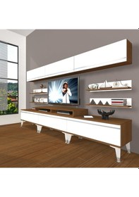 Resim Decoraktiv Ekoflex 8y Mdf Silver Tv Ünitesi Tv Sehpası Ceviz - Beyaz 