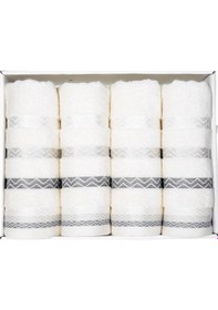 Resim Vos Versa Bursa Varak Serisi 50x90cm %100 Pamuk 4lü Yüz Havlusu Beyaz Vvhm0026-383 - Beyaz 