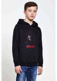 Resim Tshirthane Predator Fear Is Reborn Baskılı Unisex Çocuk Kapüşonlu Sweatshirt Siyah 