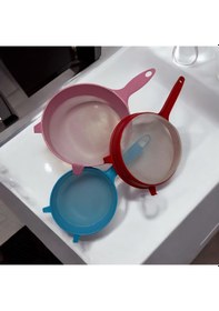 Resim 3 Lü Plastik Un Ve Süt Süzgeci, Katı Ve Sıvı Gıdalar İçin Süzgeç Seti Karışık 