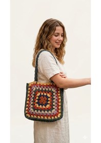 Resim Minastile El Örgüsü Çanta, Örgü Çanta, Handmade Çanta, Tığ İşi Çanta, El Emeği Çanta, Tasarım Çanta. Çok Renkli 