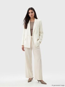 Resim LC Waikiki NEVAVM Farkıyla LCW STUDIO Beyaz Kruvaze Yaka Kadın Blazer Ceket - S6OG31Z8-R9J 