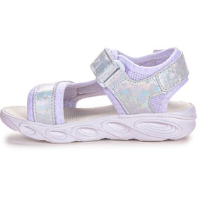 Resim 133 Hologram Işıklı Günlük Kız Çocuk Cırtlı Sandalet Ayakkabı Beyaz 