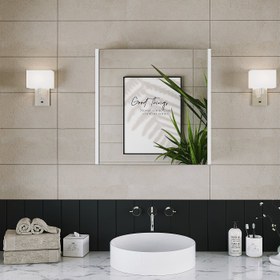 Resim Roomart Banos Banyo Ad7 Kulpsuz Tek Kapaklı Mat Beyaz Mdf 60 Cm Aynalı Banyo Üst Dolabı 