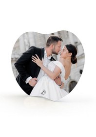 Resim Sevgiliye Kalpli Kristal Cam Çerçeve Kişiye Özel Resim Baskılı 17x19cm Beyaz 