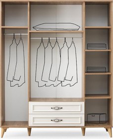 Resim Irmak 4 Kapılı 2 Çekmeceli Gardrop Elbise Dolabı 160x48x195cm 001 