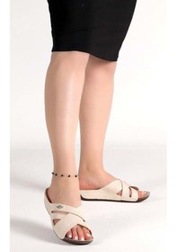 Resim Aryan 54-456 Kadın Bej Dolgu Topuk Terlik 001 