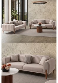 Resim Galata 3 3 Koltuk Takımı Sütlü Kahve 