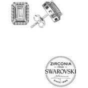 Resim Gümüş Swarovski Baget Taşlı Pırlanta Modeli Küpe 