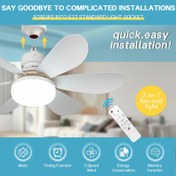 Resim Uzaktan Kumandalı Akıllı LED Fan Işığı, Beyaz ve Çok Renkli Tavan Vantilatörü, 3 Ayarlanabilir Renk Sıcaklığı (3000K-6500K sıcak/soğuk ışık), 3 Hız Ayarı, E26/E27 Bağlantı, Kurulumu Alet Gerektirmez & Zamanlı, Yatak Odaları, Oturma Odaları, Mutfaklar ve Garajlar İçin İdeal, Yazın Serin Bir Esinti Getirsin 