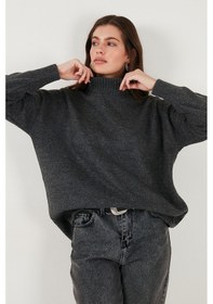 Resim Lela Oversize Fit Balıkçı Yaka Yumuşak Dokulu 2'Li Paket Triko Bayan Kazak 680Kz00469S2 Antrasit-Bordo 
