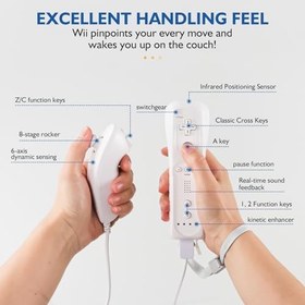 Resim Wii Remote, Compatible with Nintendo Wii/Wii U, Wii Controller with Nunchuck, with Silicone Case and Wrist Strap 