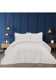 Resim Lunok 3 Parça Çift Kişilik Yatak Örtüsü Krem 