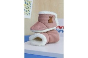 Resim MinyTim Bebek Panduf, Polar Astarlı Kaydırmaz Taban Çok Renkli Düz Desenli 