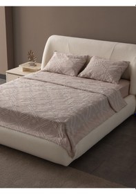 Resim Anna Delux Çift Kişilik Çok Amaçlı Yatak Örtüsü Seti Gri Pamuk Nevresim Takımı Günlük 220x240 Bej 