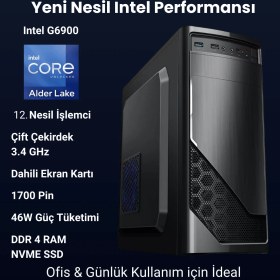 Resim Intel Celeron G6900 4gb 256GB SSD Freedos 300W Mini Tower Masaüstü Bilgisayar 