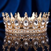 Resim Vintage Barok Stil Kraliçe Taçlı Rhinestone ile - Çinko Alaşım, Düğünler ve Partiler için Mükemmel, Şık Bir Şekilde Dolu 